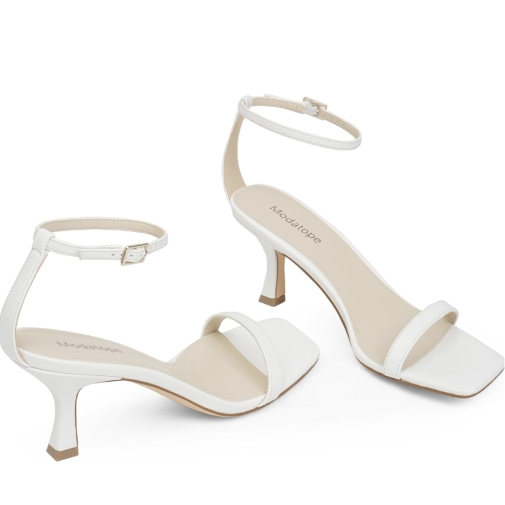 Modatope Elegant White Heeled Sandals